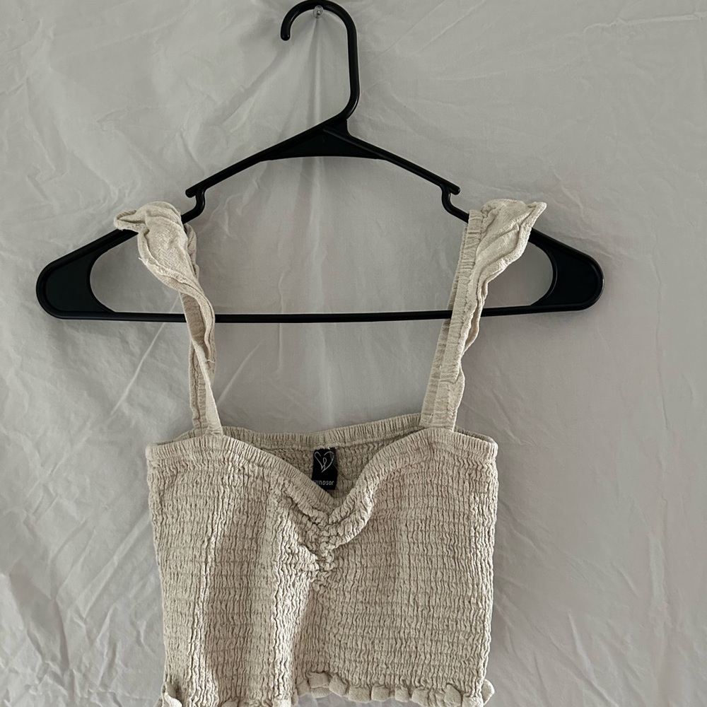 Windsor Cream Smocked Crop Top